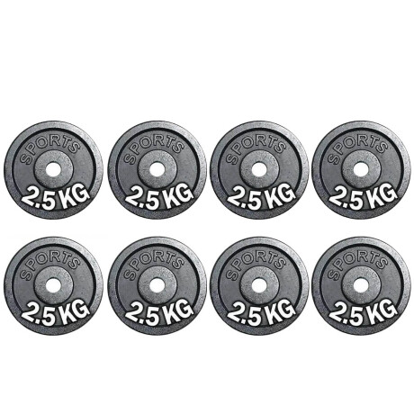 Set 2 Mancuernas Maciza Cromada + 20 Kilos + Guantes 8 Discos de 2.5Kg