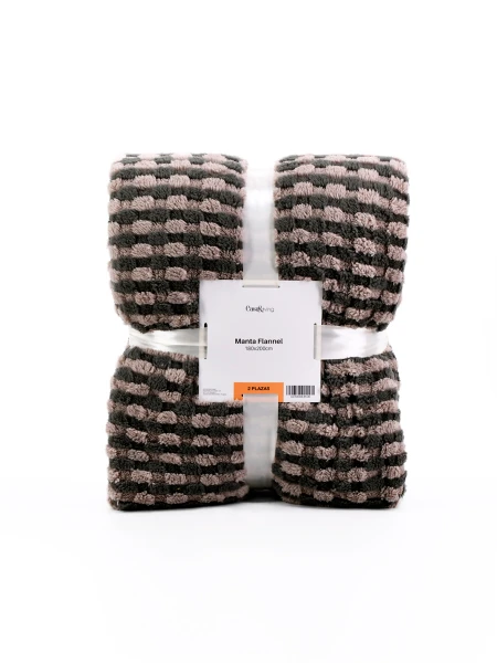 FLANNEL TRAMA RAYAS 2 PLAZAS VISON