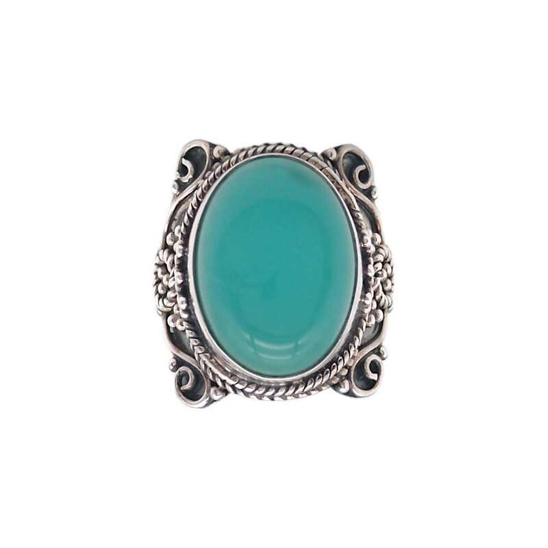 Anillo Oval-Plata 925-Piedra Calcedonia-AN3277 conpiedra