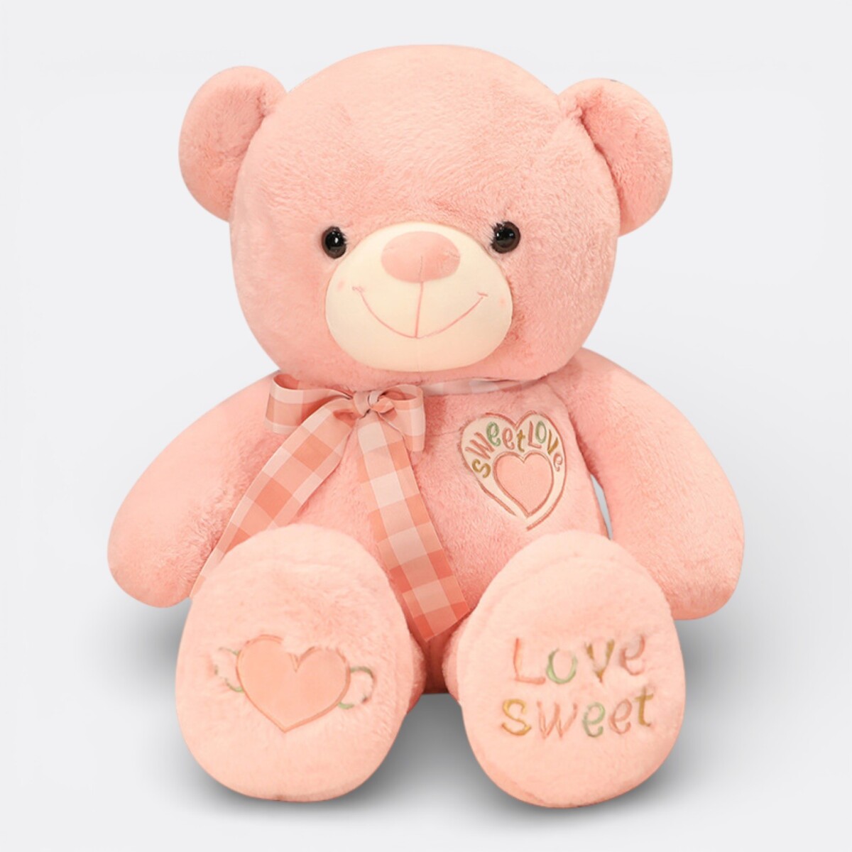 Oso de Peluche Grande con Moña - Rosa 