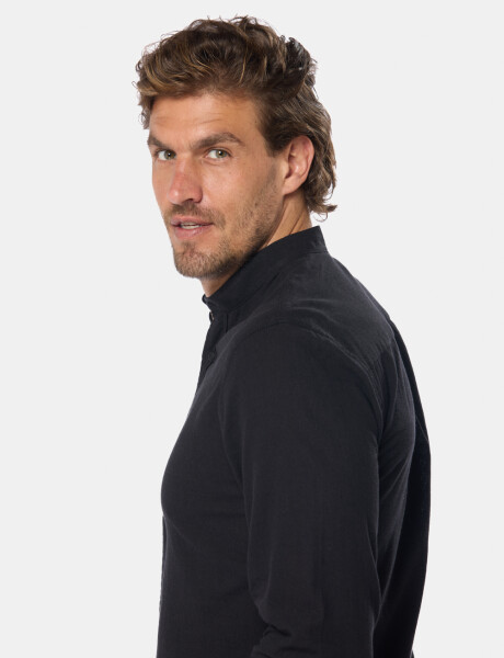 CAMISA DE LINO CUELLO MAO Negro