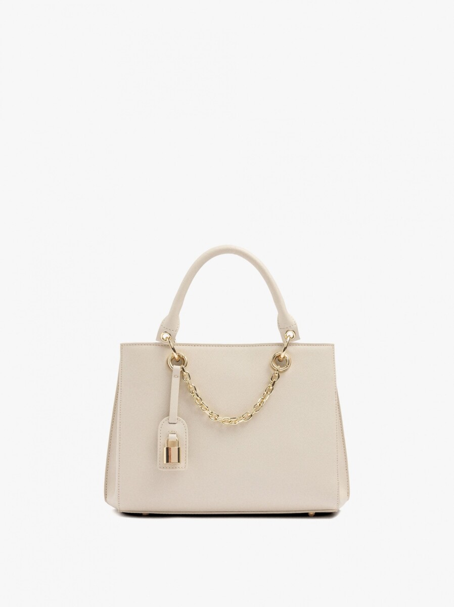 Bolso Tote Con Textura Y Penduro - crudo 