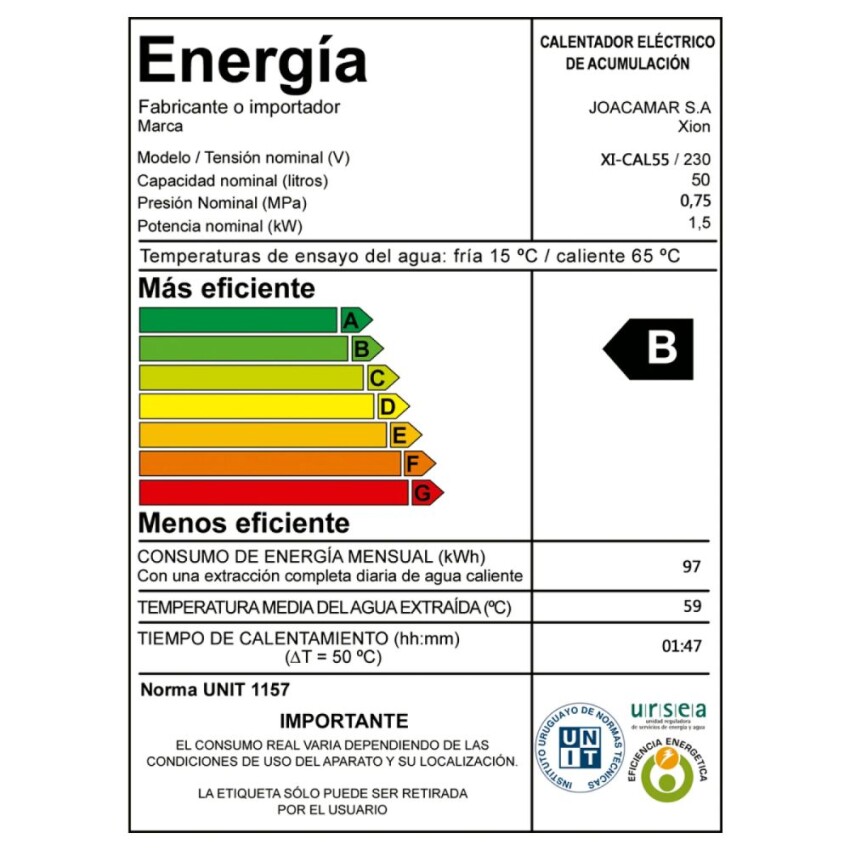 Calefón Xion 50 Litros Acero Calefón Xion 50 Litros Acero