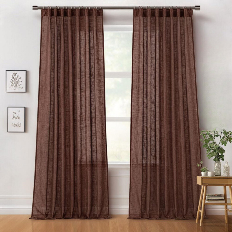 Cortina 2 Paños 106 X160 Cm Textura Lino Marrón