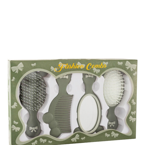 Set 4 piezas cepillos + peines + espejo Verde