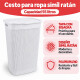 Cesto para ropa simil ratán con tapa 55 lts BLANCO