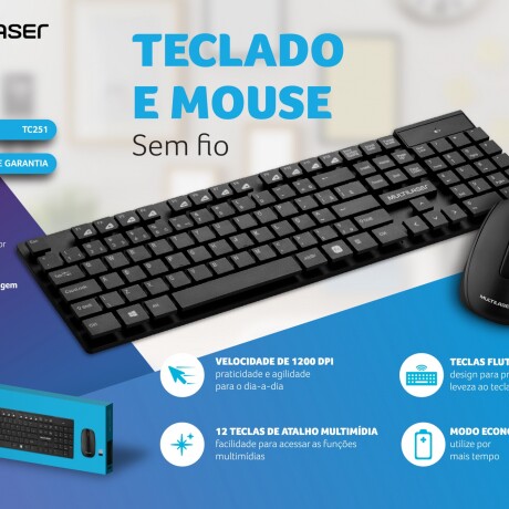 Combo Teclado y Mouse Multilaser Inalámbricos USB TC251 001