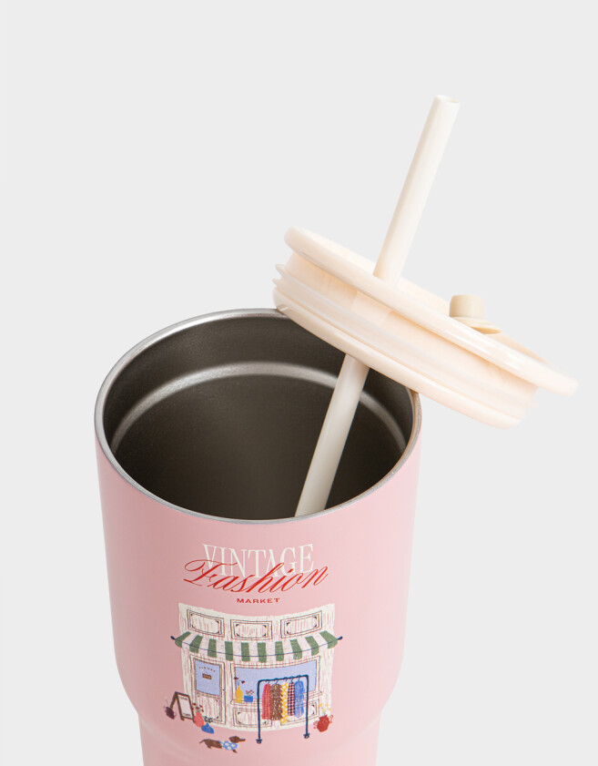 Artículos cocina Vaso De 600 Ml Estampado Con Sorbete - Rosa Claro