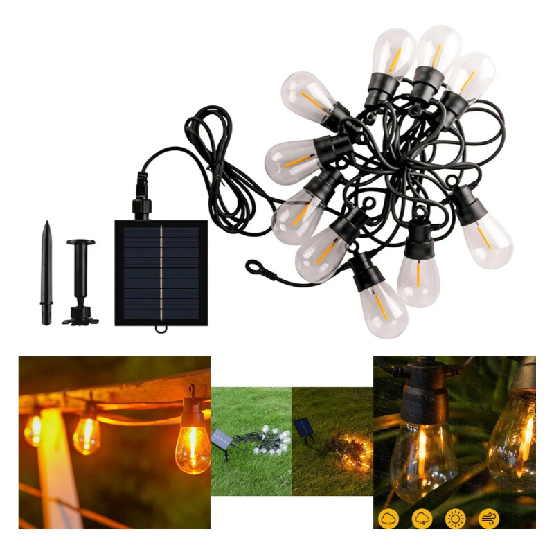 Guirnalda Solar Vintage 10 Luces Exterior 7 m Guirnalda Solar Vintage 10 Luces Exterior 7 m