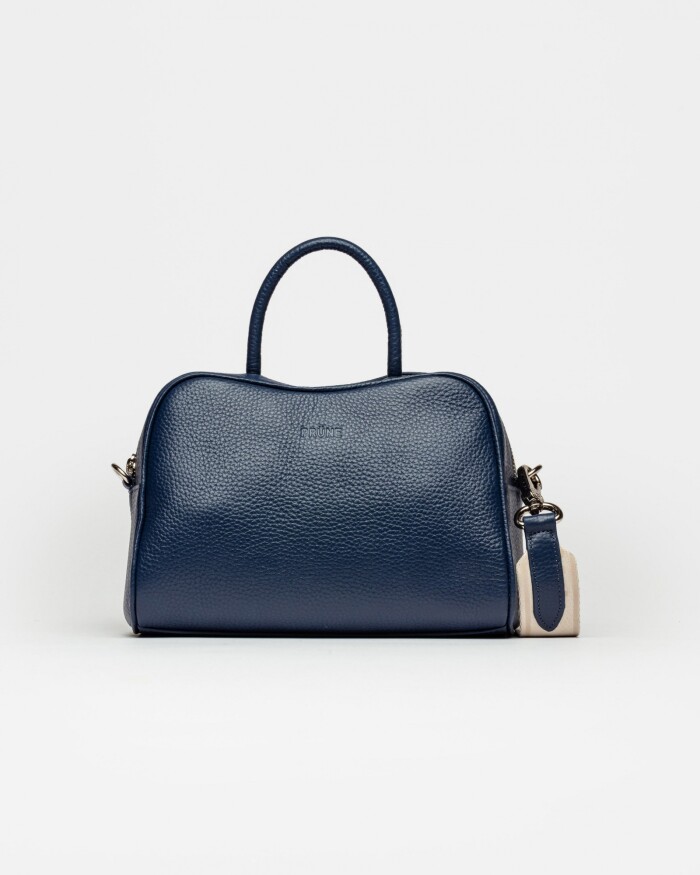 Cartera de mano The Club en cuero graneado Marine Blue