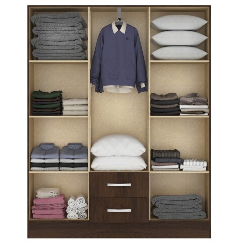 Ropero Armario 6 puertas 2 cajones con estantes y perchero 170 x 134 x 36 cm - Rustico Ropero Armario 6 puertas 2 cajones con estantes y perchero 170 x 134 x 36 cm - Rustico