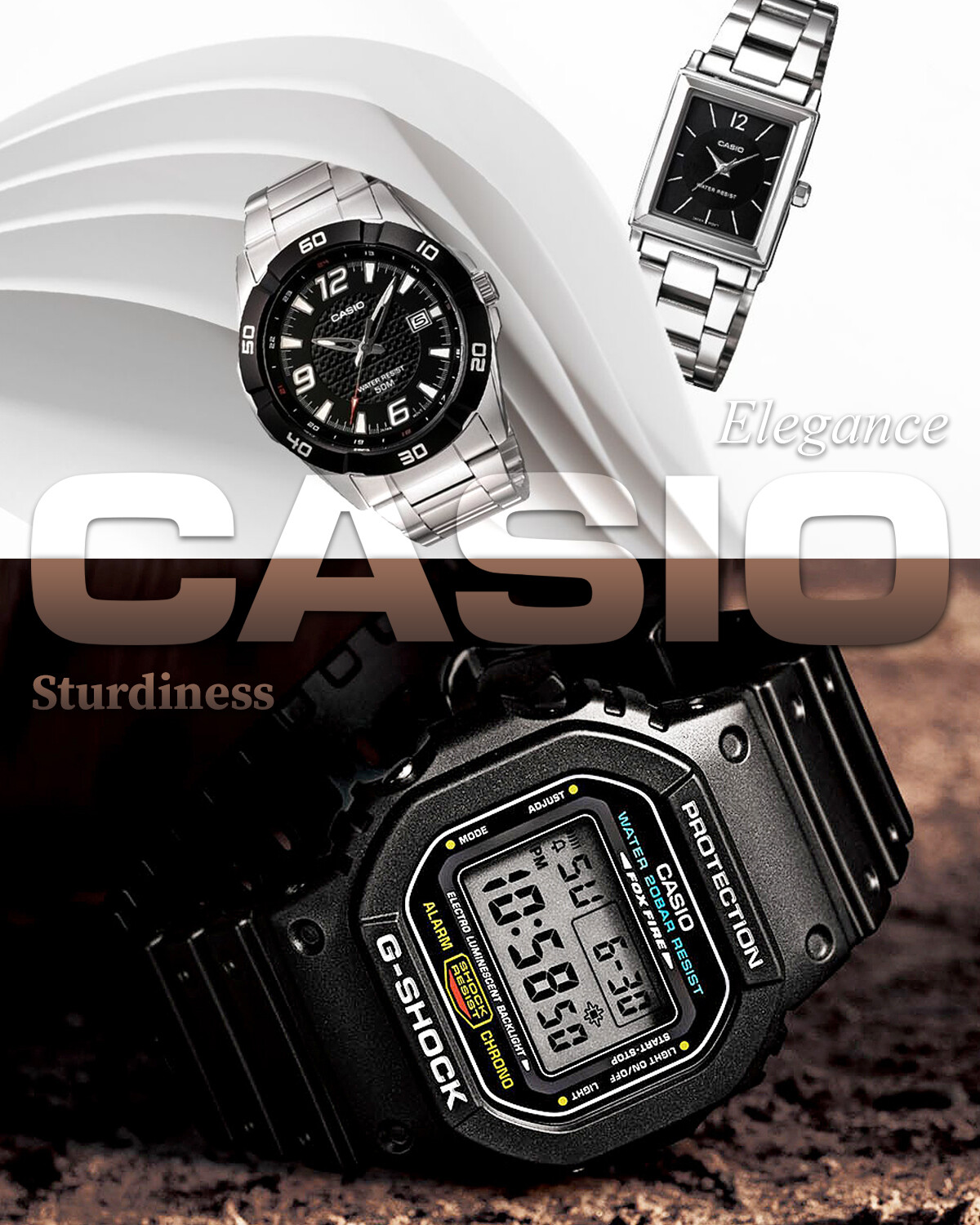 Reloj análogo en acero Casio - Negro — Electroventas