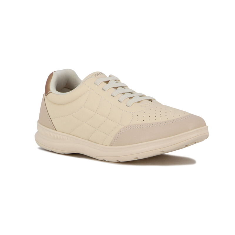 Championes Deportivos Mujer Comfortflex Cordones Elastizados Crema