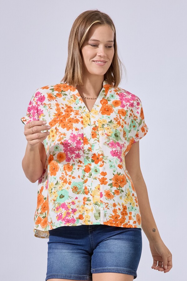 Blusa Flowers MULTI/ANARANJADO