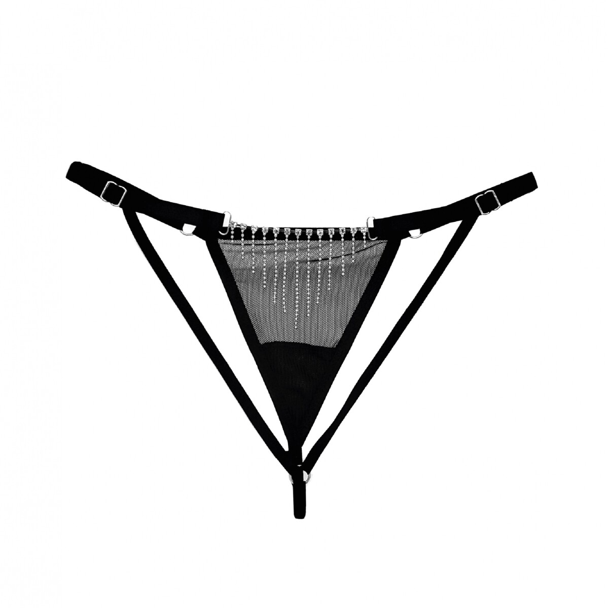 Tanga Con Strass Y Abertura - Negro 
