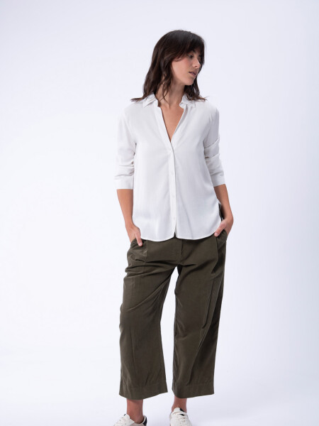 Pantalón de micropana ancho pinzas Verde