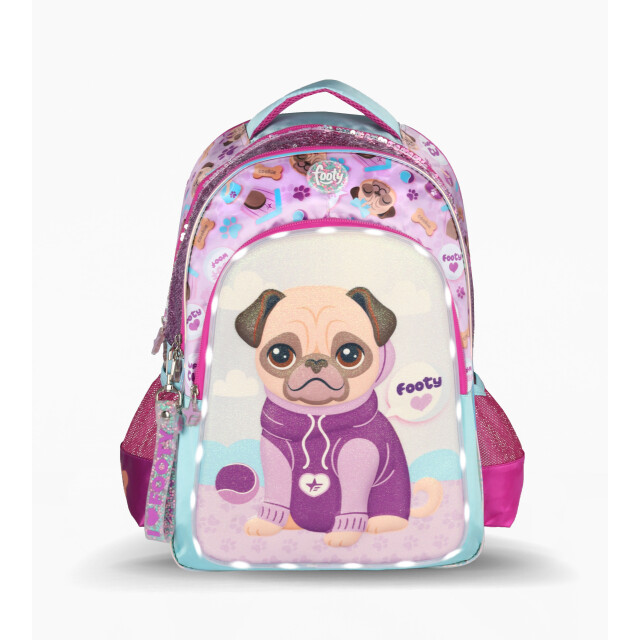 Mochila Infantil Footy Puppy con luz led Violeta - Celeste