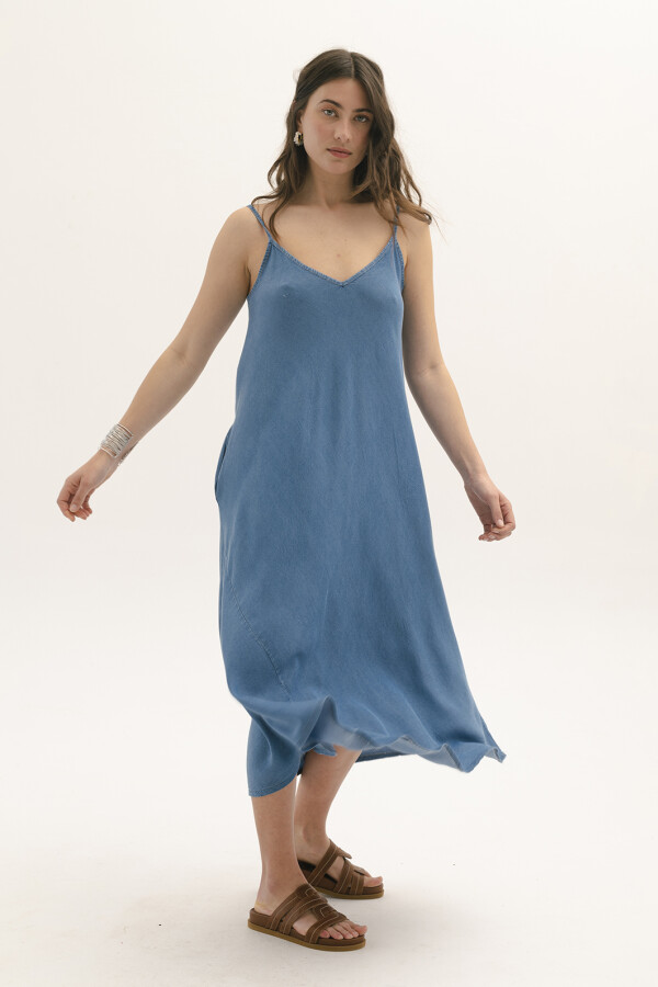 VESTIDO JEAN LYOCELL AZUL