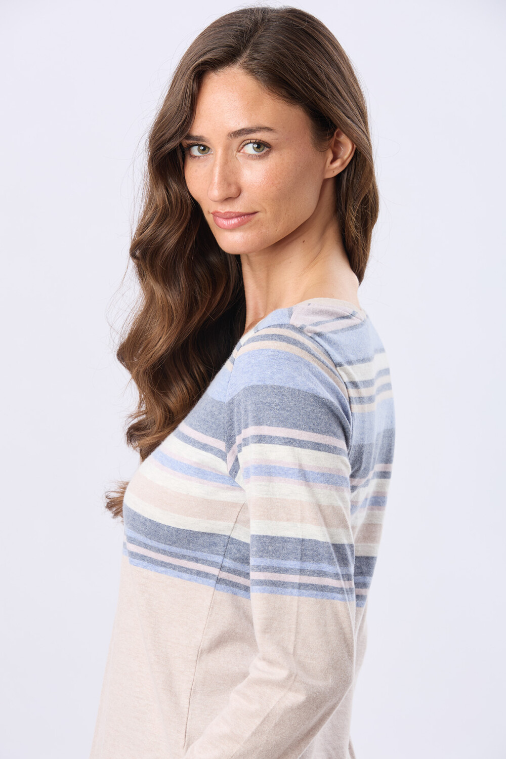 REMERA RAYADA DE ALGODÓN Beige