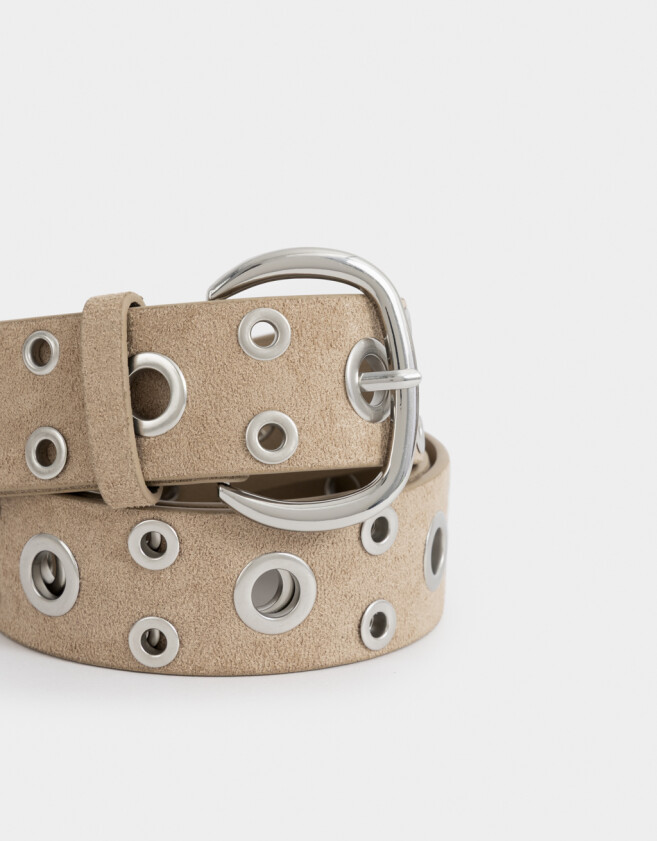 Cinturones y Fajas Cinturón Suede Ojalillos - Blanco Crudo