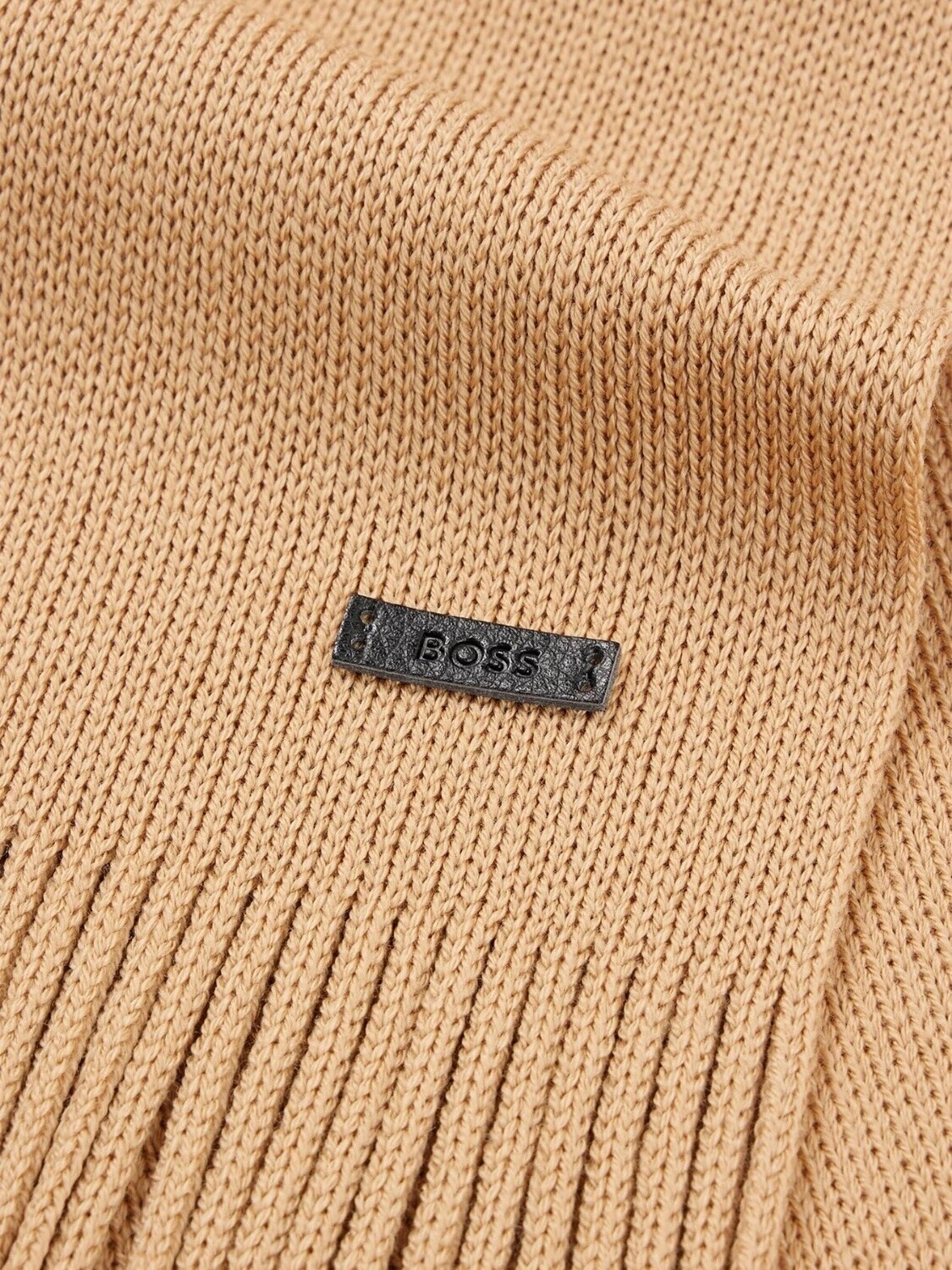 HUGO BOSS Bufanda de Punto Raschel en Lana Merino Beige