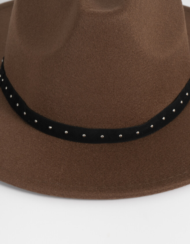 Sombreros Boho Sombrero Con Trim - Marron Oscuro
