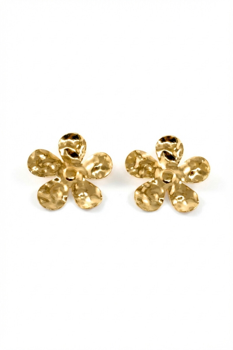 Caravanas flor de acero - dorado 