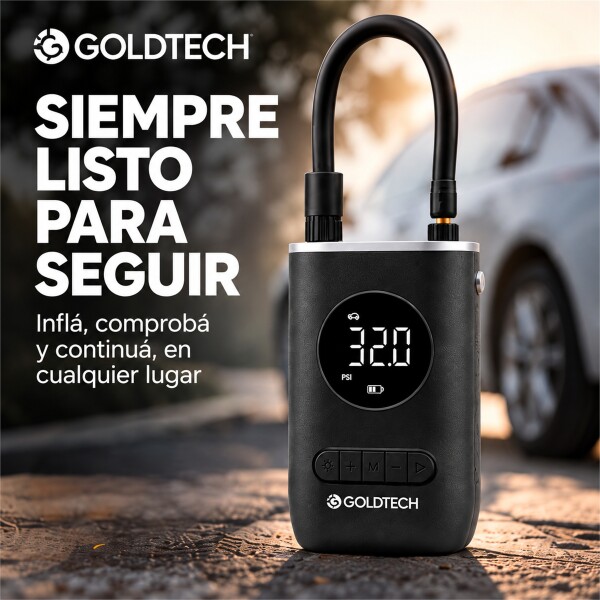 Inflador Compresor Portátil Goldtech Negro