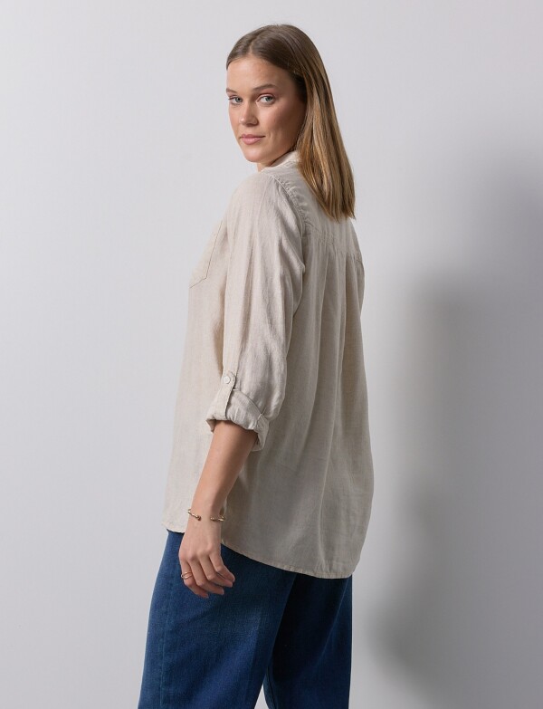 Camisa Lino Solid BEIGE
