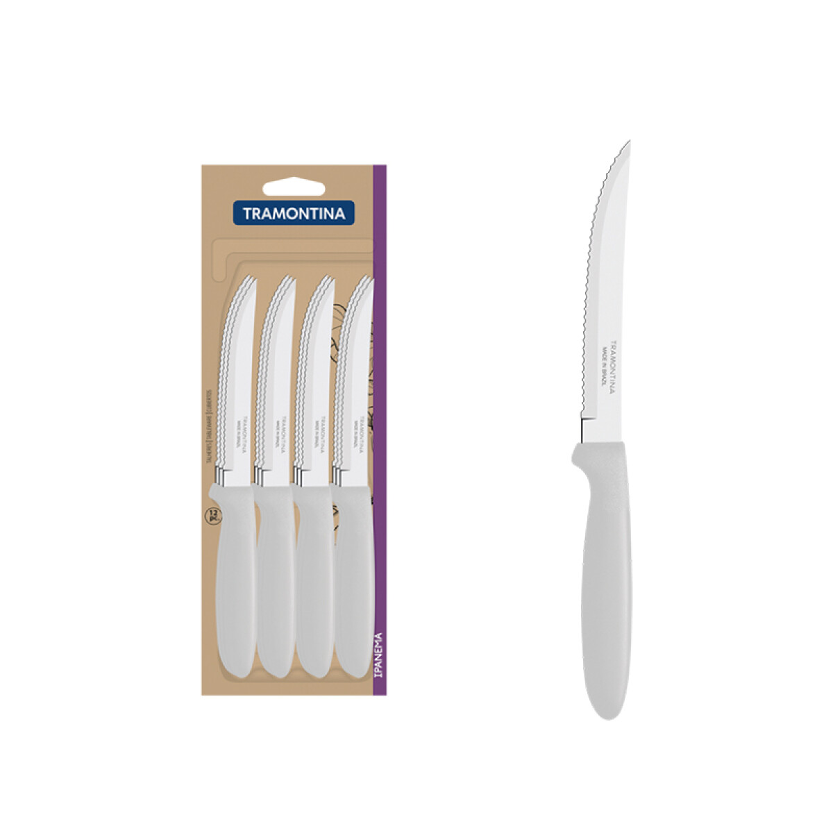 Cuchillos 12 piezas, mango blanco "IPANEMA" -TRAMONTINA - TN8304 