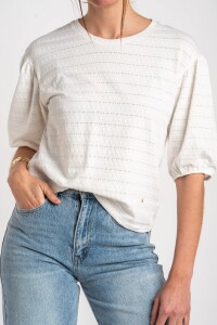 Remera Manga Globo Off White