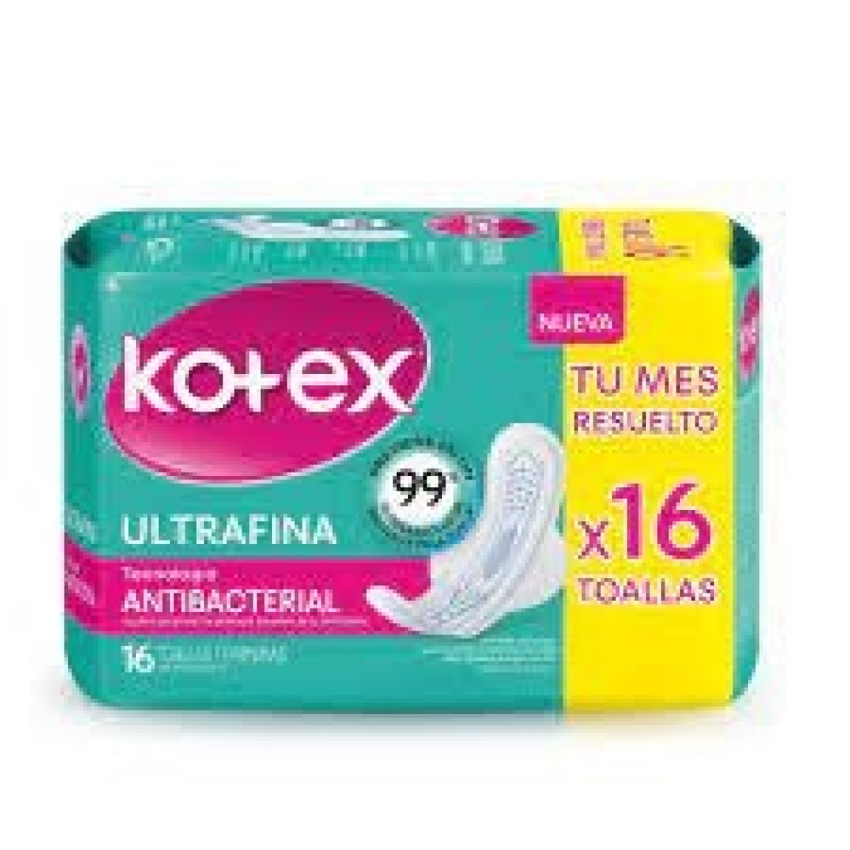 Toallitas Femeninas Kotex Ultrafina Antibacterial 16 Uds. 