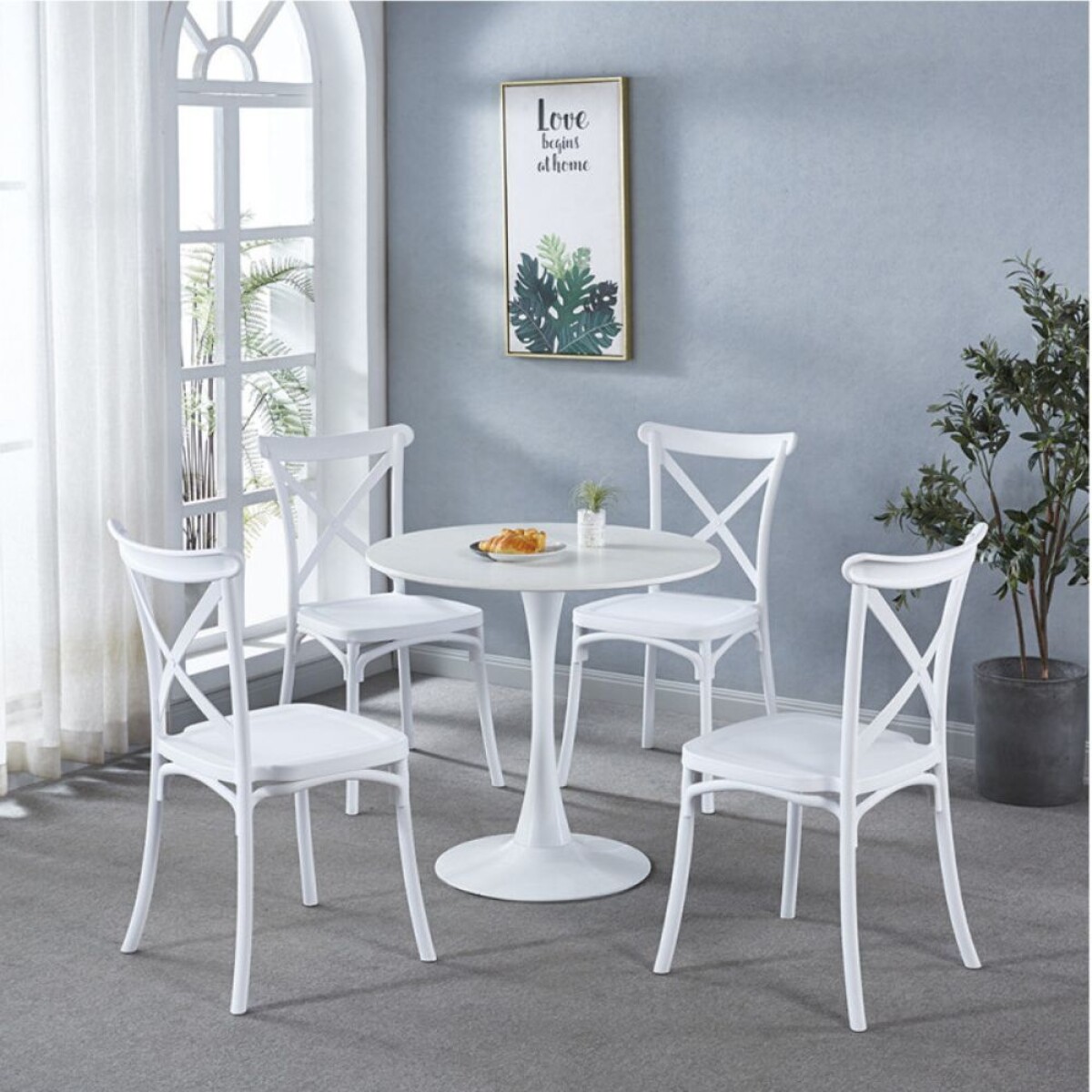 Juego De Comedor 4 Sillas Vienesas + Mesa Tulip - Blanco 
