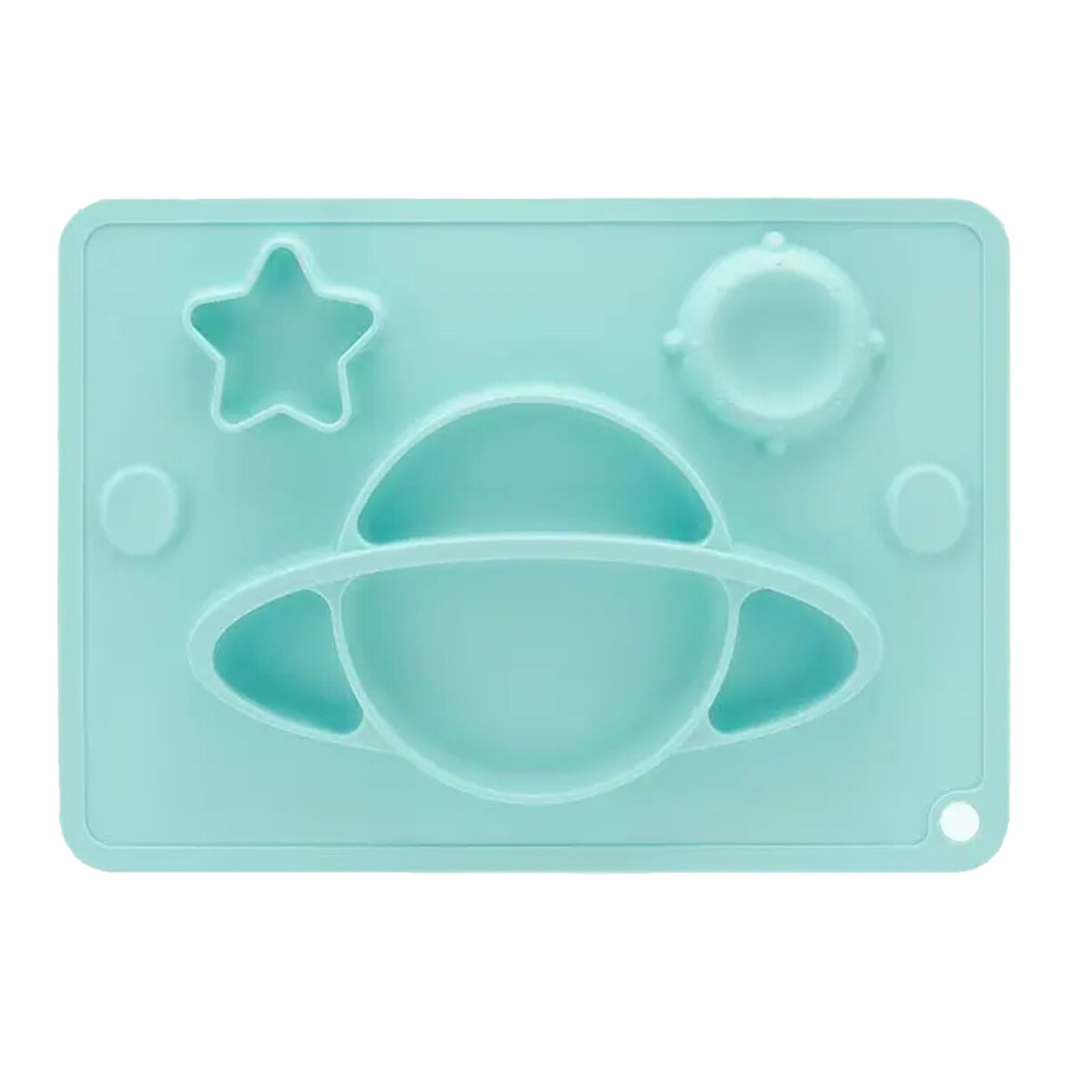 Platos c/Formas en Tapete Individual Comida Bebé en Silicona - Celeste 