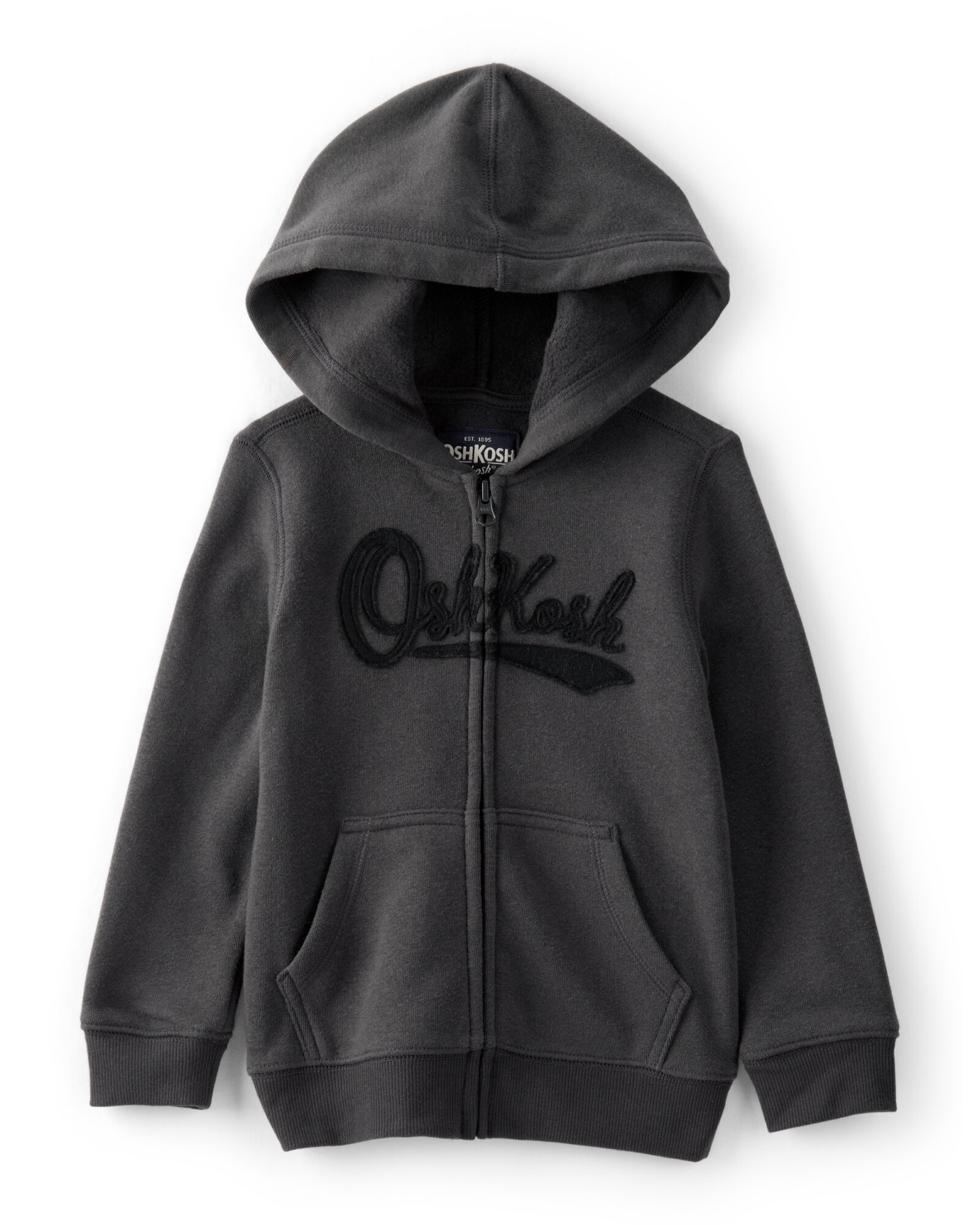 Campera de algodón con felpa, negra. Talles 2-5T Sin color