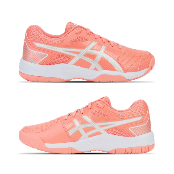 Zapatillas Championes De Tenis Deportivos Para Mujer Asics Gel-Backhand Coral y Plateado