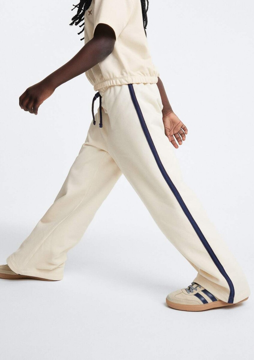 PANTALONES DEPORTIVOS DE PIERNA ANCHA - BEIGE 