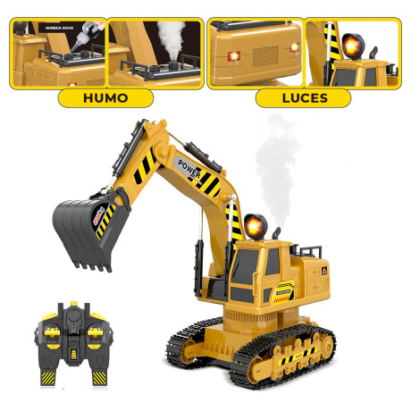 Excavadora A Control Remoto Con Humo Y Luces Vehículo Jug020016