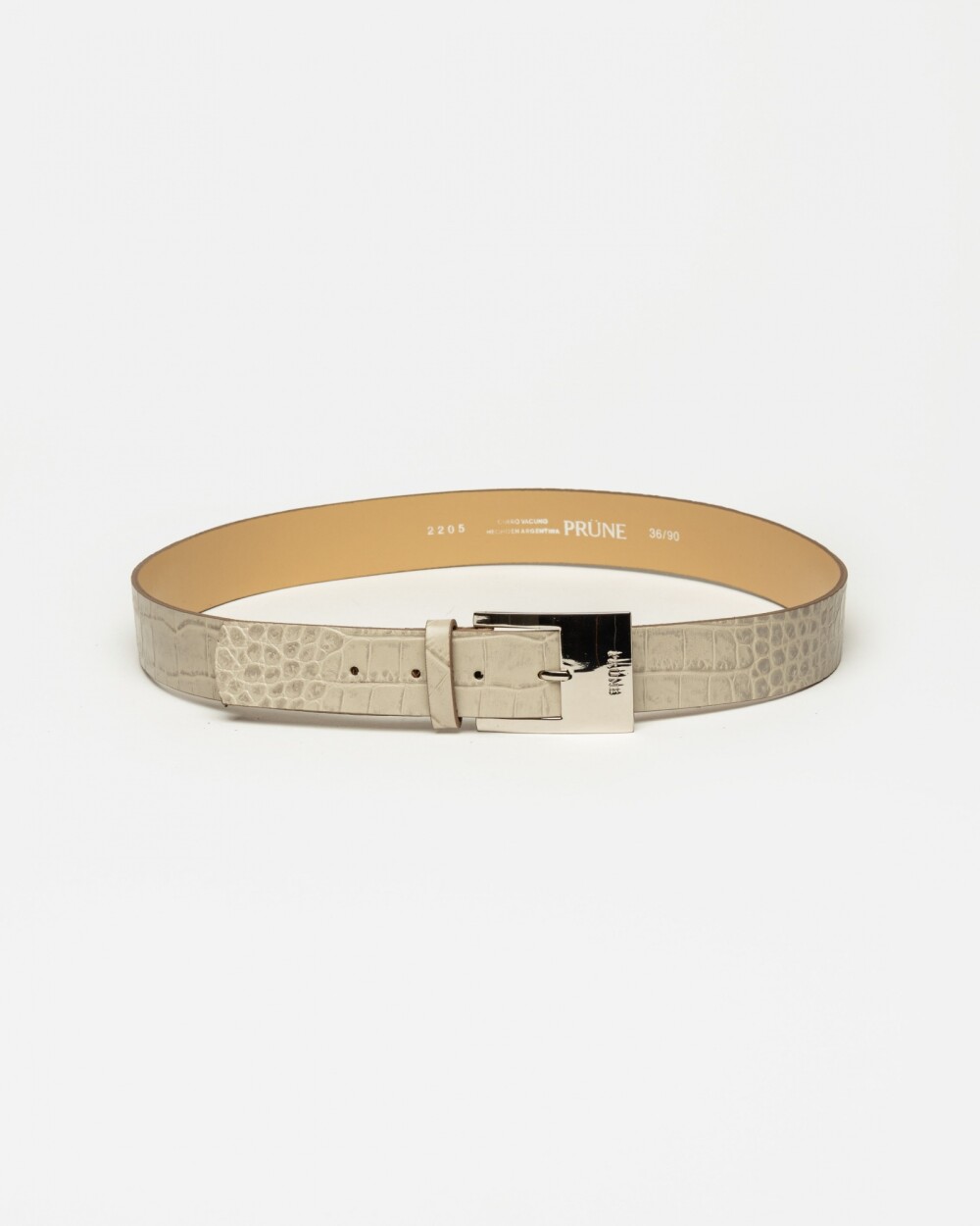 Cinturon Cozumel en cuero croco shine Taupe