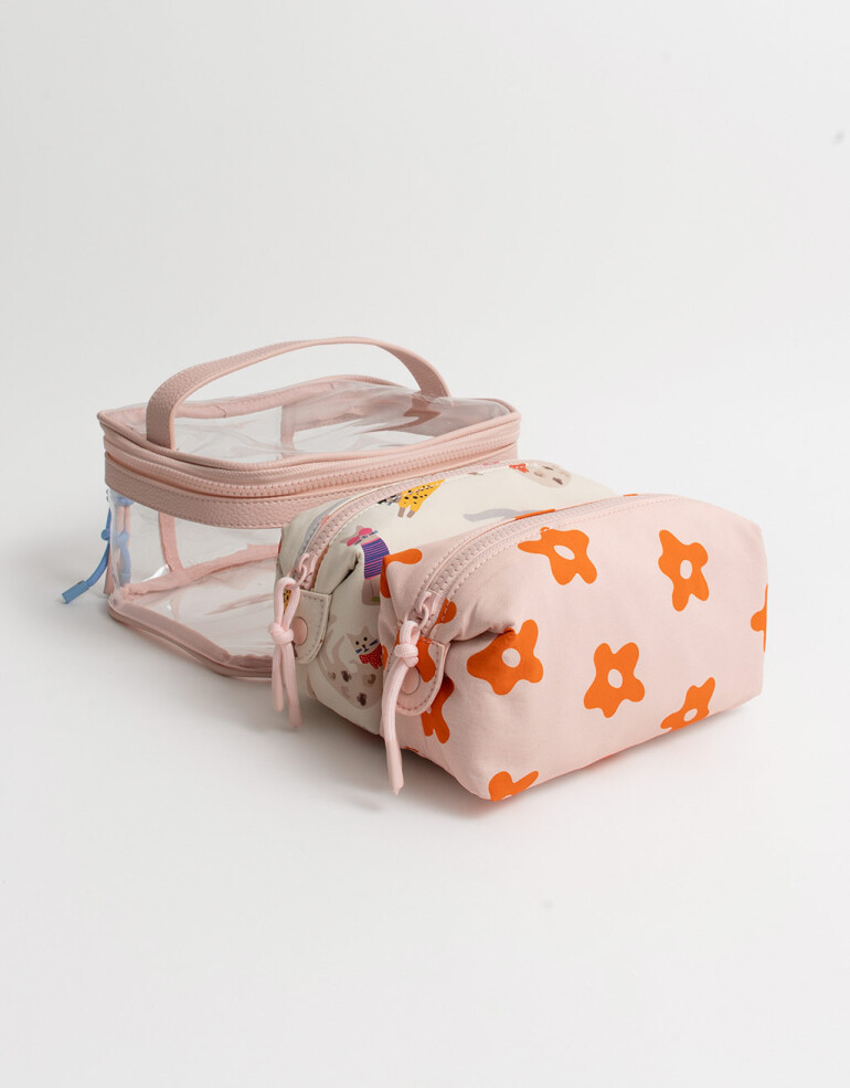 Porta Cosméticos Set De Portacosméticos Flores - Estampado Flores