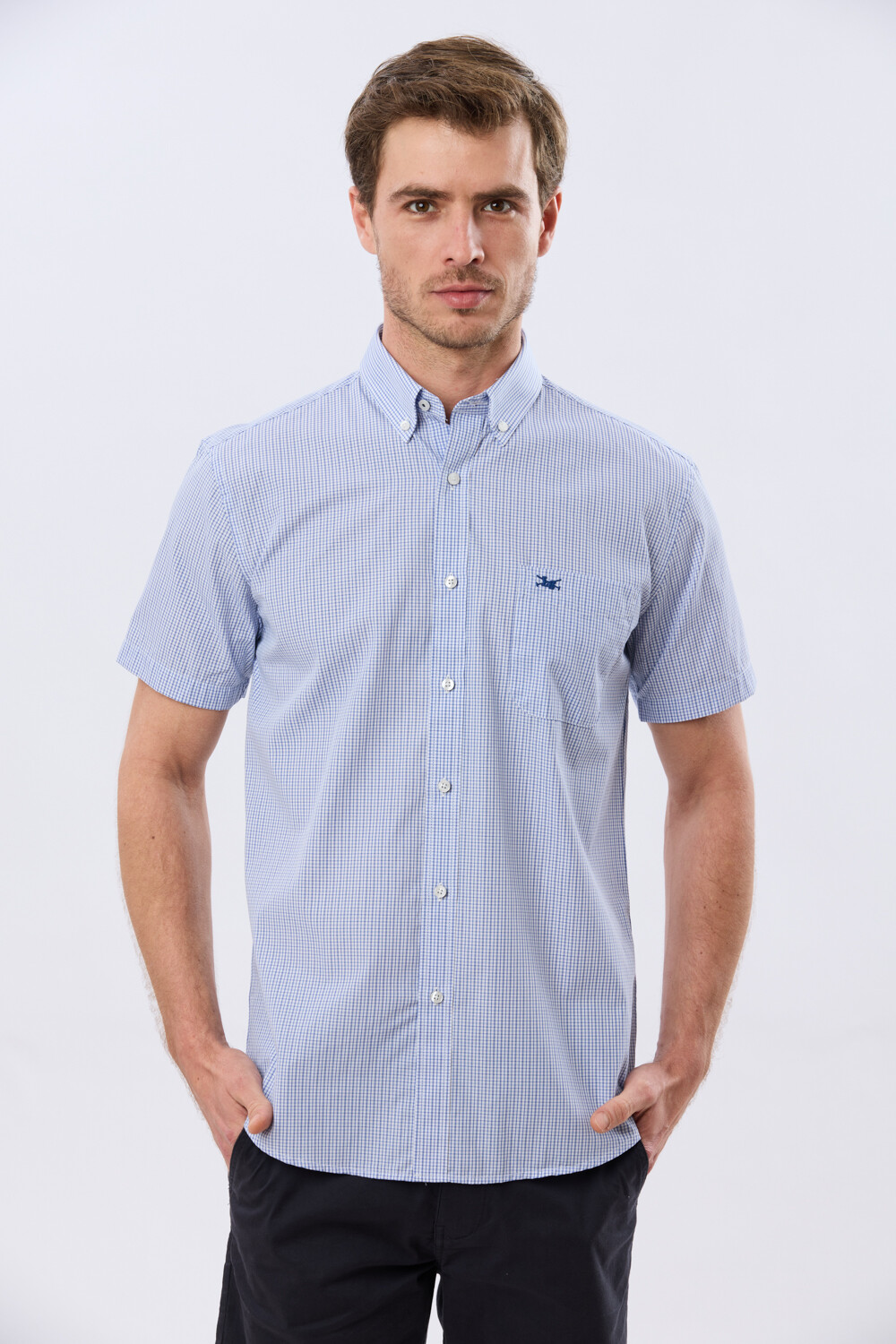 CAMISA CUADROS Celeste