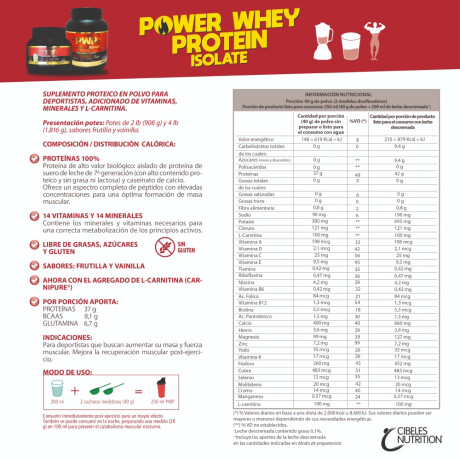Power Whey Protein Isolate Vainilla 4 L 1816g Power Whey Protein Isolate Vainilla 4 L 1816g