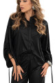 CAMISA C651B/26 ALARGADA M/L CON TIRAS PARA FRUNCE SIN BOL PLAQUE Negro