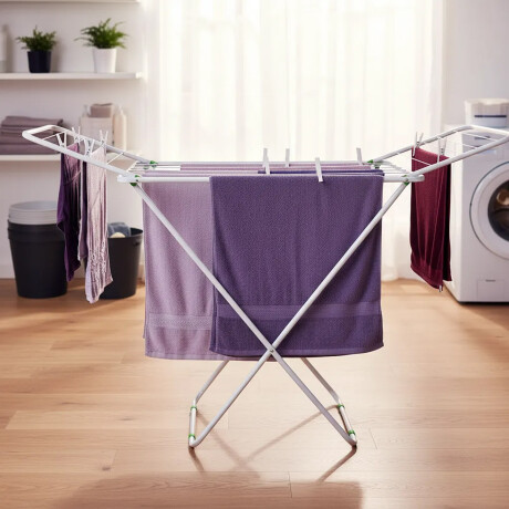 Tendedero De Pie Extensible Plegable Mor Acero 8 Mts Ropa Blanco