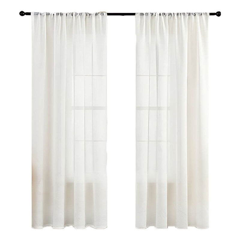 Juego De Cortinas De Lino Blancas 245 Cm X 132 Cm Blanco
