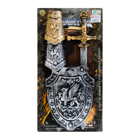 Set medieval con espada, escudo y muñequeras Set medieval con espada, escudo y muñequeras