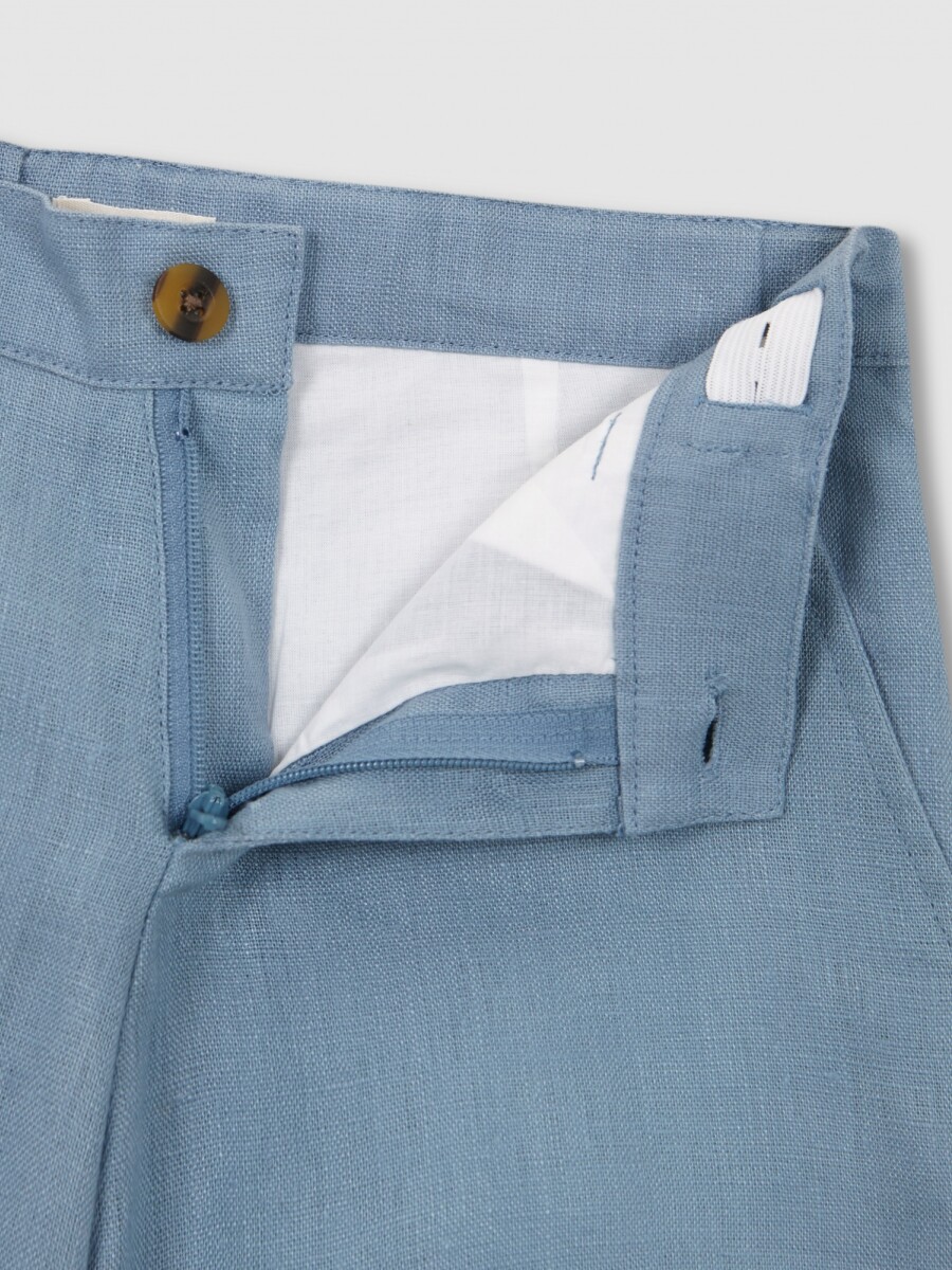 Pantalon Arras Lino Verde Azul Suave