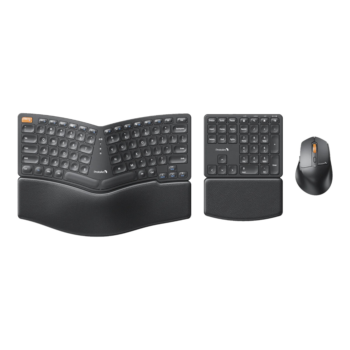 Combo Mouse y Teclado Español Ergonómico Inalámbrico 3EN1 Protoarc EKM04 