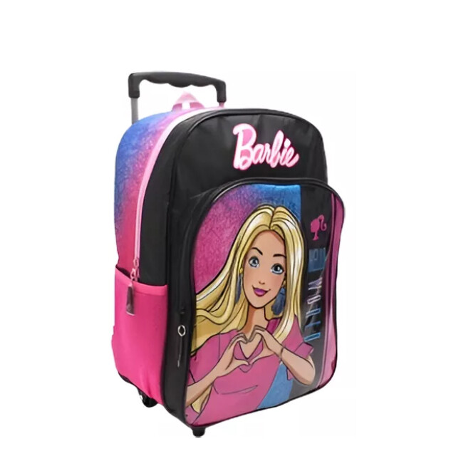 Mochila Barbie Hello World 16" Carro Fucsia - Negro