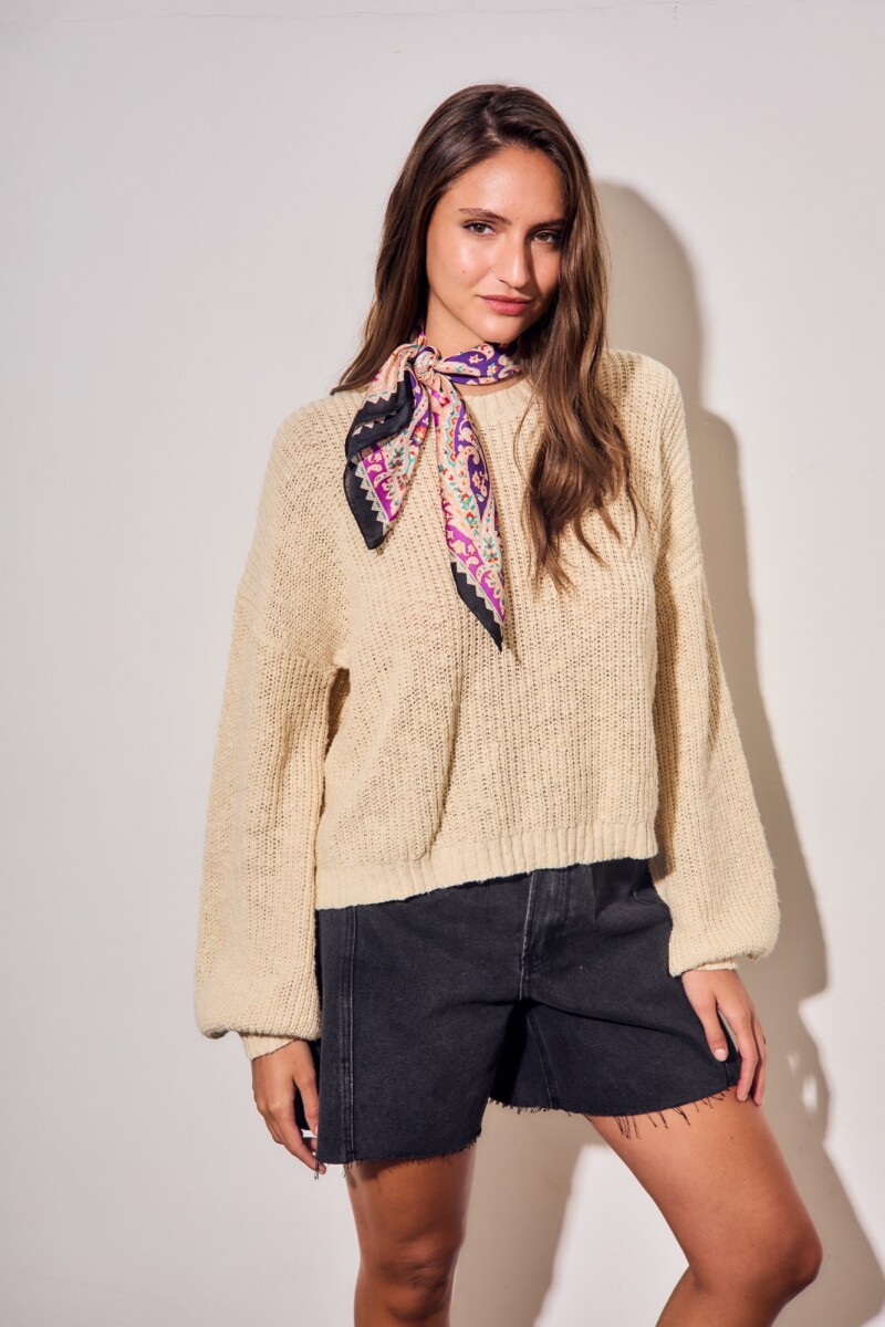 Sweater Bouclé Texturado - Beige 